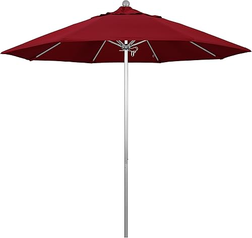 Miniatura 19 de California Umbrella Paraguas redondo de aluminio/fibra de vidrio de 9', empuje abierto, poste de plata, tela azul real de olefina Azul Real,Beige
