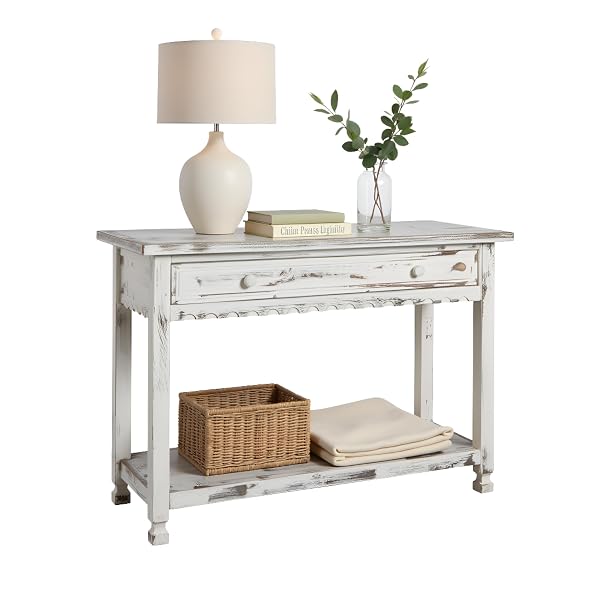 Distressed White Country Cottage Table
