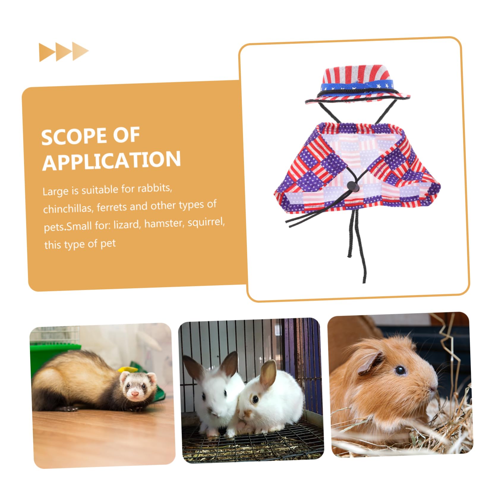Angoily 5ensembles Chapeaux Et Cloak pour Hamster Costume Adorable avec Éléments du Jour De Indépendance pour Animaux De Compagnie