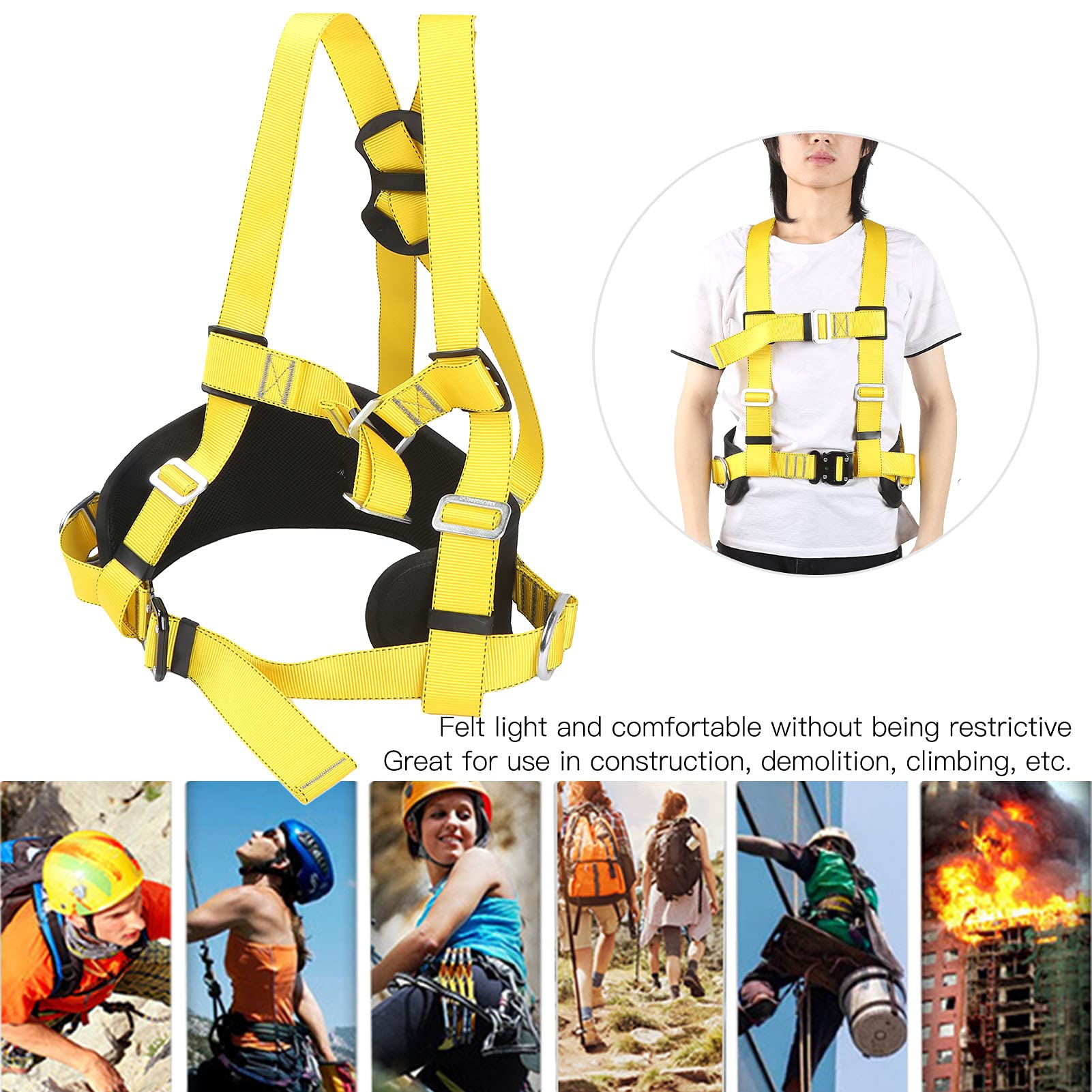 HERCHR Imbracatura di Sicurezza per Il Corpo, Imbracatura da Arrampicata a Spessore Regolabile Imbracature di Sicurezza per Il Corpo Protezione Anticaduta Imbracatura di Sicurezza per Alta Quota