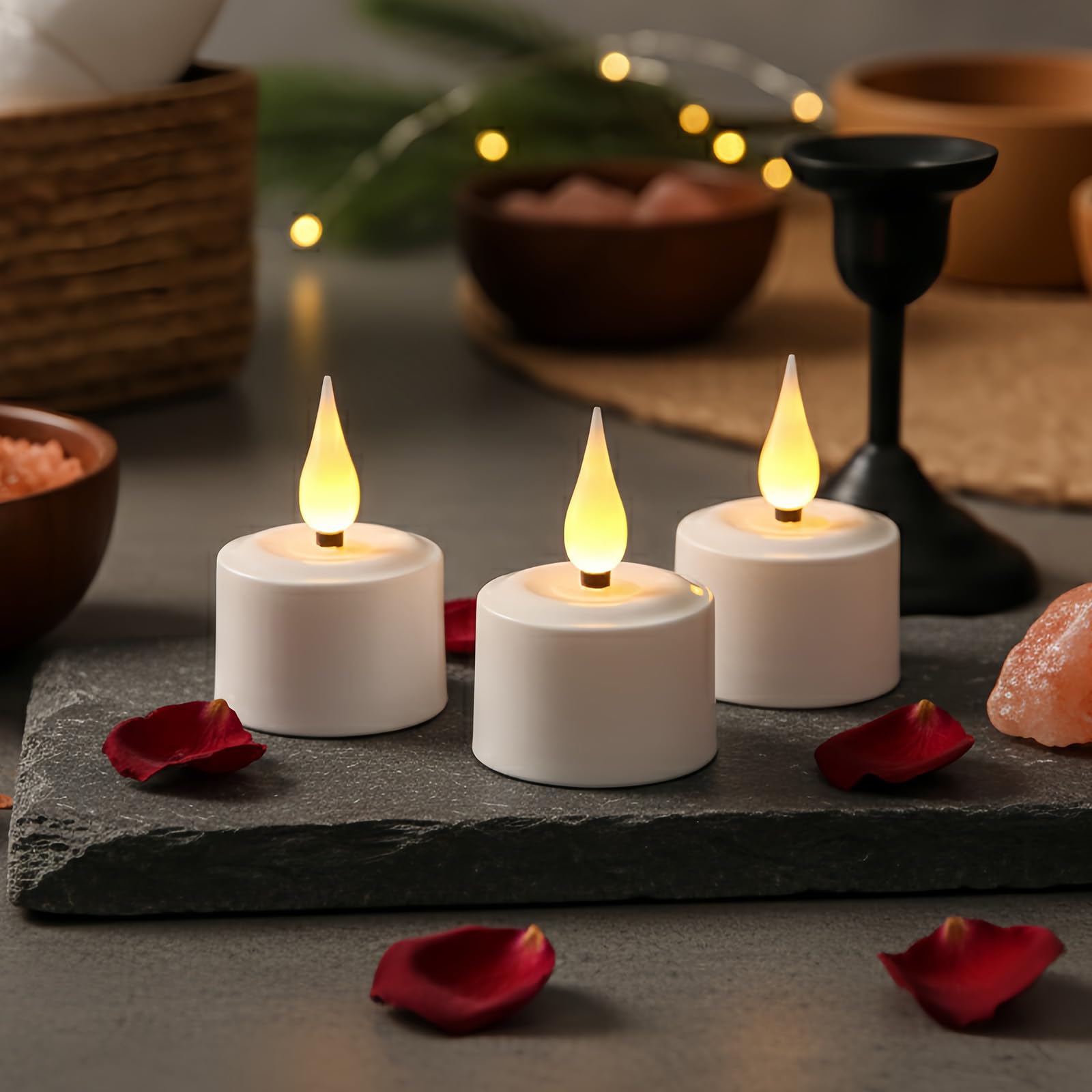 yunsheng Magnetische wiederaufladbare Teelichter mit Ladestation und Fernbedienung Timer, 12Stk Batteriebetriebene Aufladbar Flammenlose LED Kerzen Flackern für Haus Kerzenhalter Dekoration