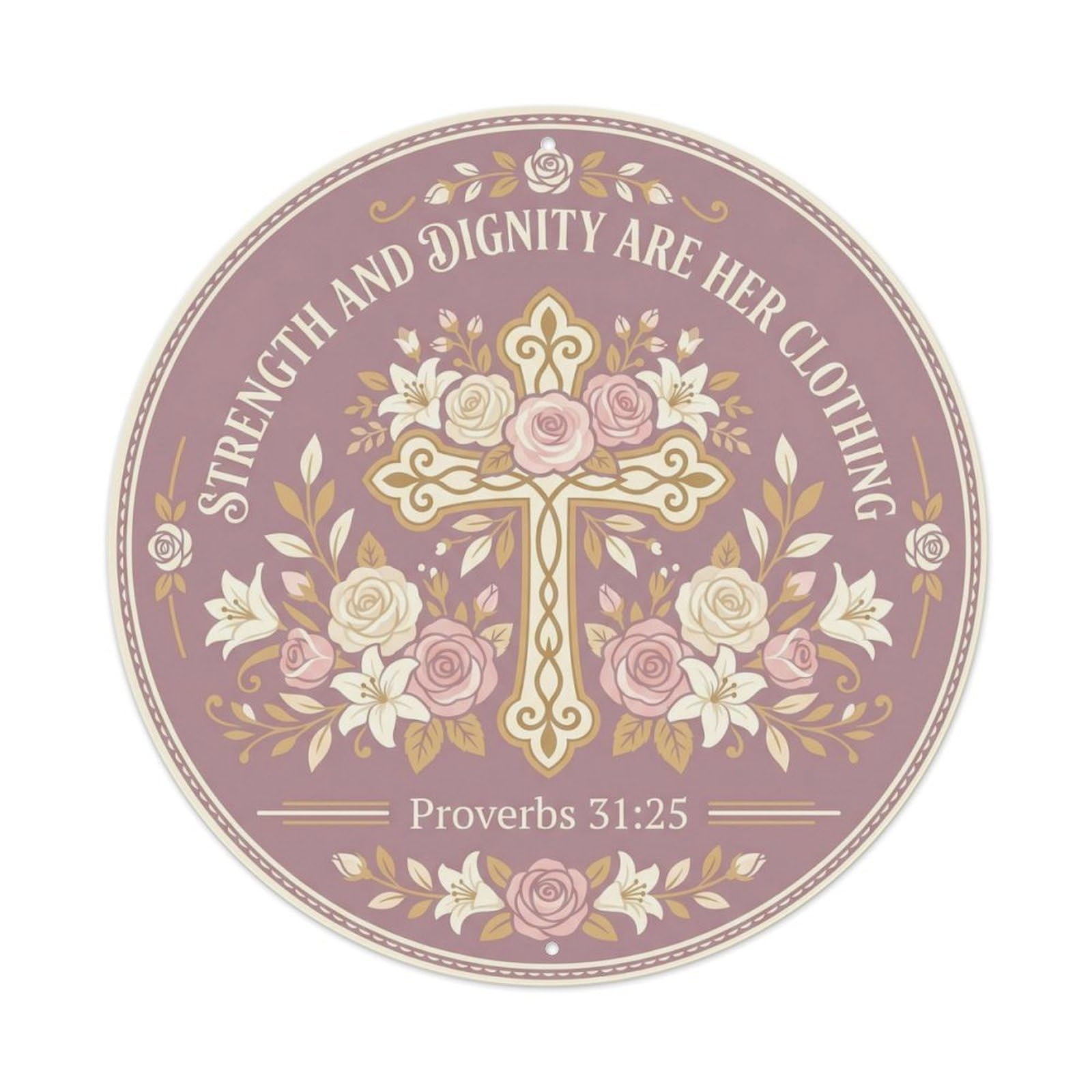 Blessing Medallion Sunburst Cross Calm Prayer Style Metal Tin Sign Plaque Wall Decor for Cafe, Man Cave, Club Bar, Office, Home Garden Round Metal Poster 8x8Inch