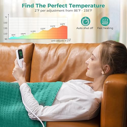 Miniatura 3 de NOWWISH Almohadilla térmica para dolor de espalda y calambres, 17 x 33 pulgadas, calor húmedo y apagado automático, lavable a máquina, regalos del