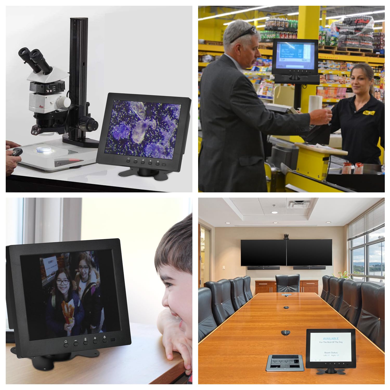 Qcvoruno 8 inch LCD Security Monitor & Displays,Built-in Dual Speakers Portable Monitor,800 * 600 Resolution,BNC/AV Input,Suitable for CCTV TV CCD DVD