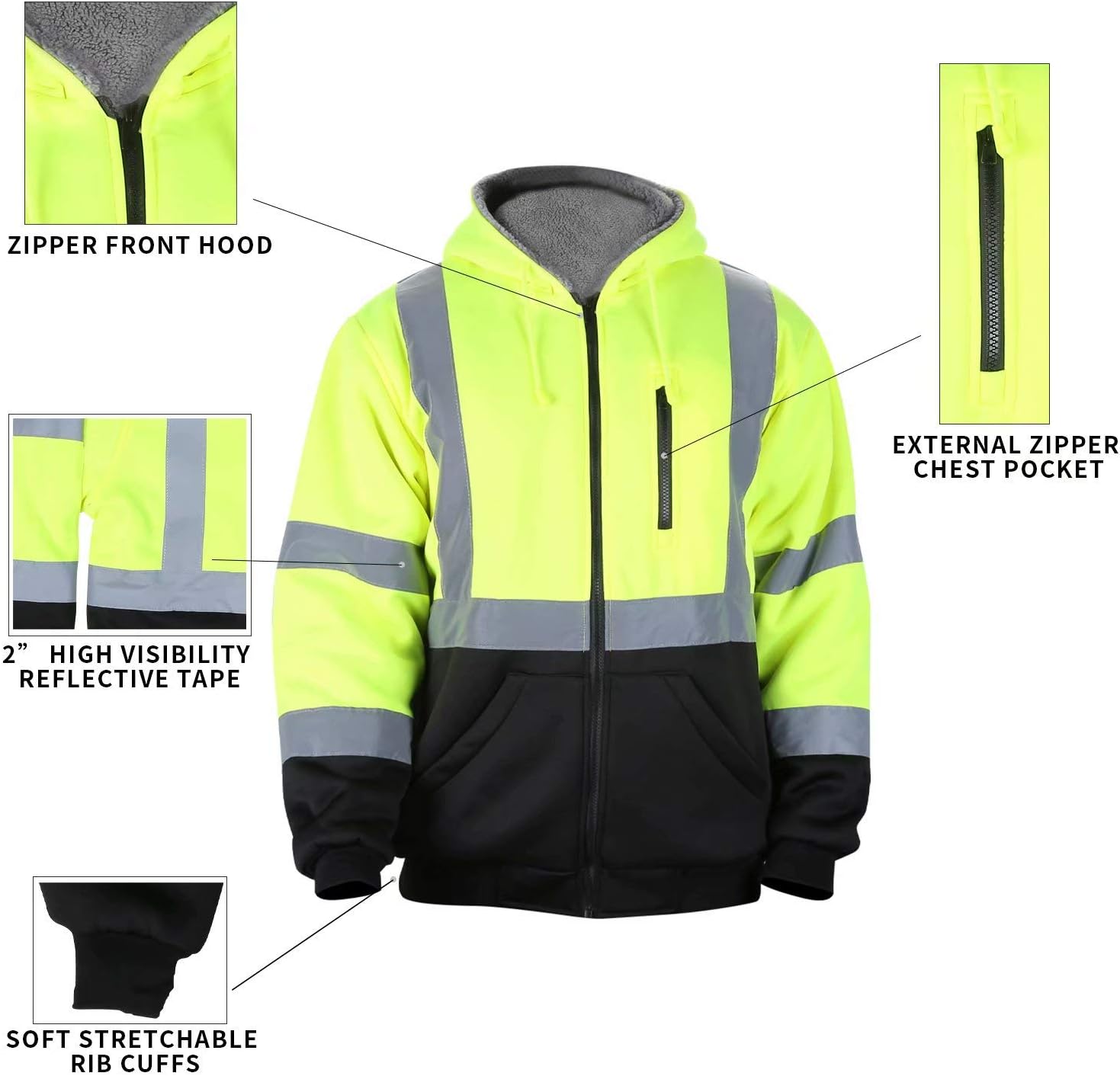 Amazon Crazy 🔥 Deals High Visibility Safety Hooded for Men Wool Fleece Inner Sweatshirt ANSI Class 3 Black Bottom Thermal (4XL, Yellow) Up To 40% OFF High Visibility Safety Hooded for Men Wool Fleece Inner Sweatshirt ANSI Class 3 Black Bottom Thermal (4XL, Yellow)