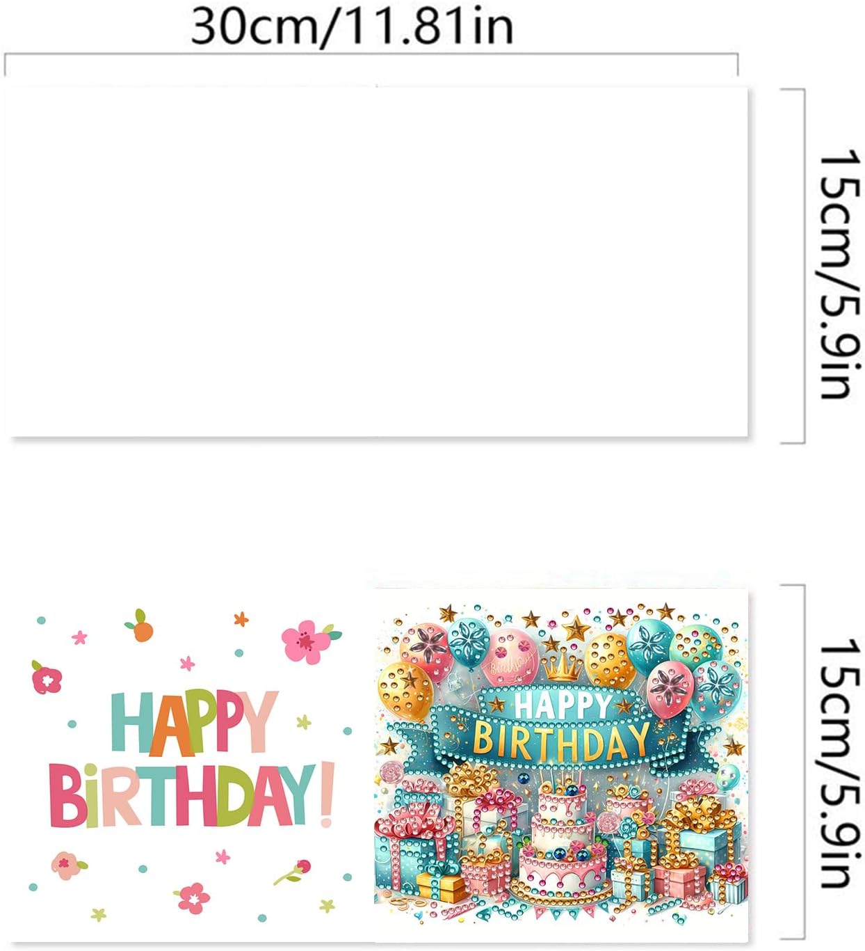 5D DIY Diamond Art Painting Greeting Cards Kit, Birthday Easter Cards with Stickers for Greeting Gifts, Folding Greeting Card Set for Birthday Thanksgiving Day-#12-2 Set