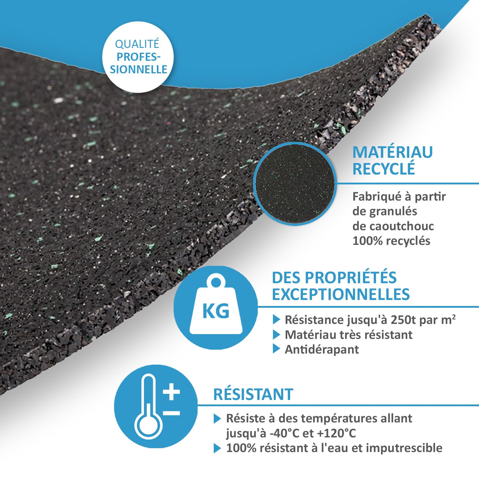My Plast I 90 x 90 x 10 mm - 100 pièces I Dalle amortissante pour terrasses - dalle caoutchouc résistante à l'eau pour le bois de la terrasse, cale terrasse protection de construction résilient