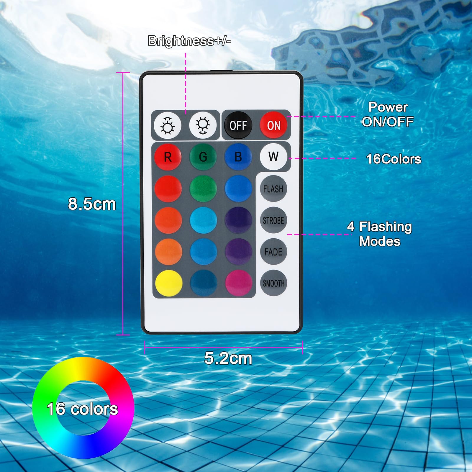 Luces Piscina, Luces Led Sumergibles, Con Control Remoto, luz Piscina Sumergible IP68 Impermeables, Para Piscinas, Jarrones, Acuarios, Estanques, BañEras Y Para Navidad y Fiestas Decoración, 4 Piezas