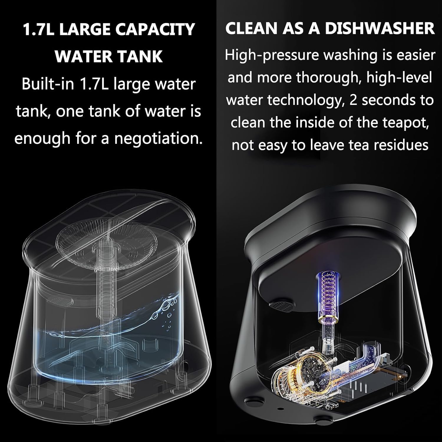 Lave-vaisselle électrique pour verre et tasse, 1,7 l, passoire à thé amovible, rinçage rapide en 2 secondes, idéal pour la maison, les restaurants et les bars