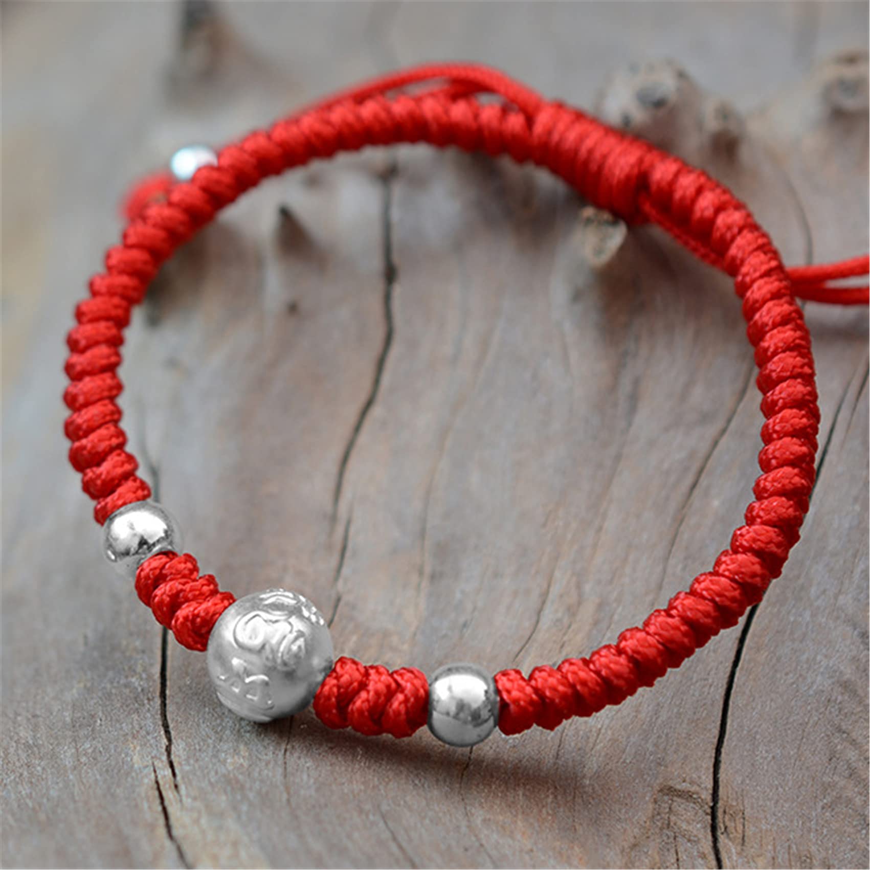 Bracelet Feng Shui en argent sterling 999 avec mantra gravé pour homme et femme
