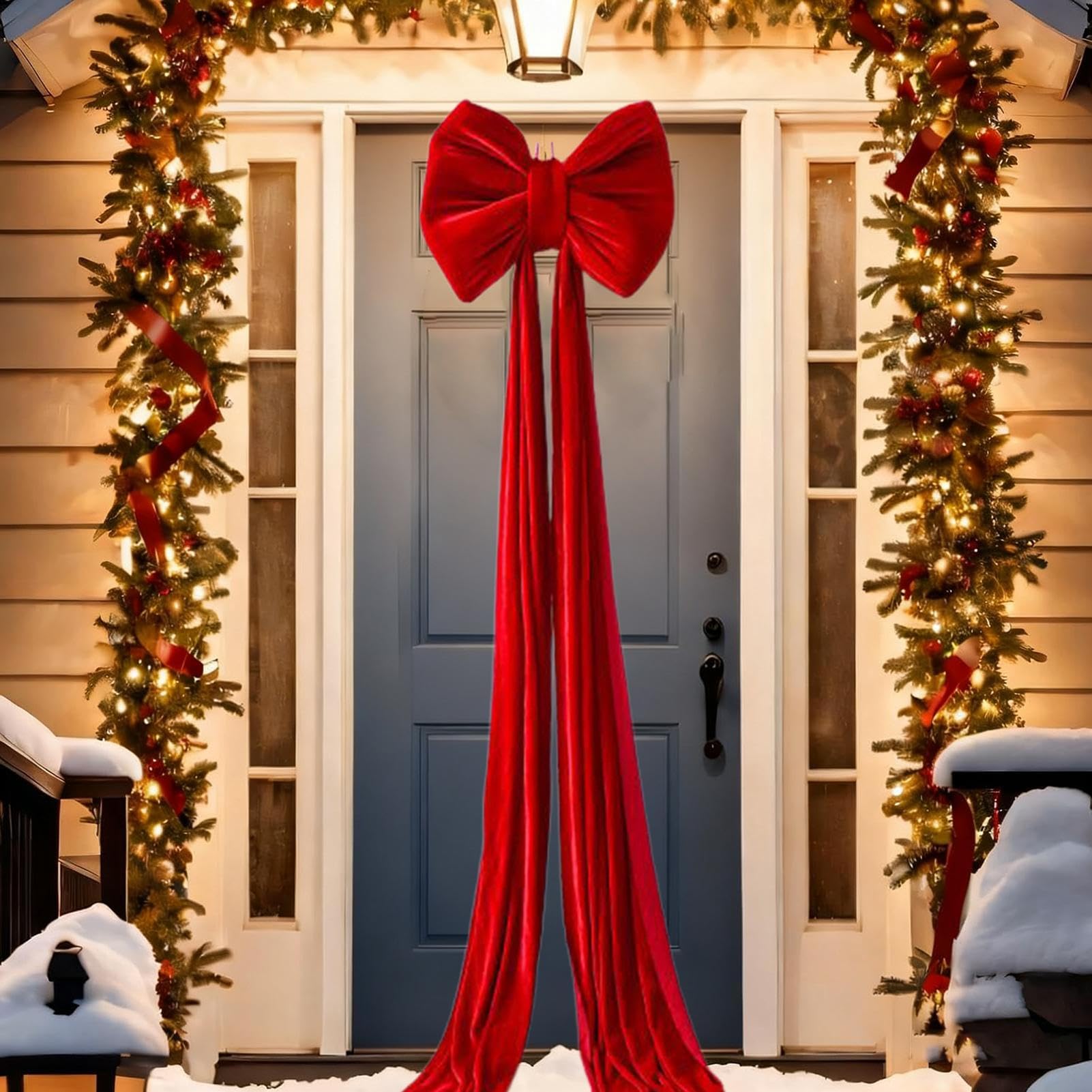 Nœud Géant Pour Arbre De Noël Décorations En Velours Ornement