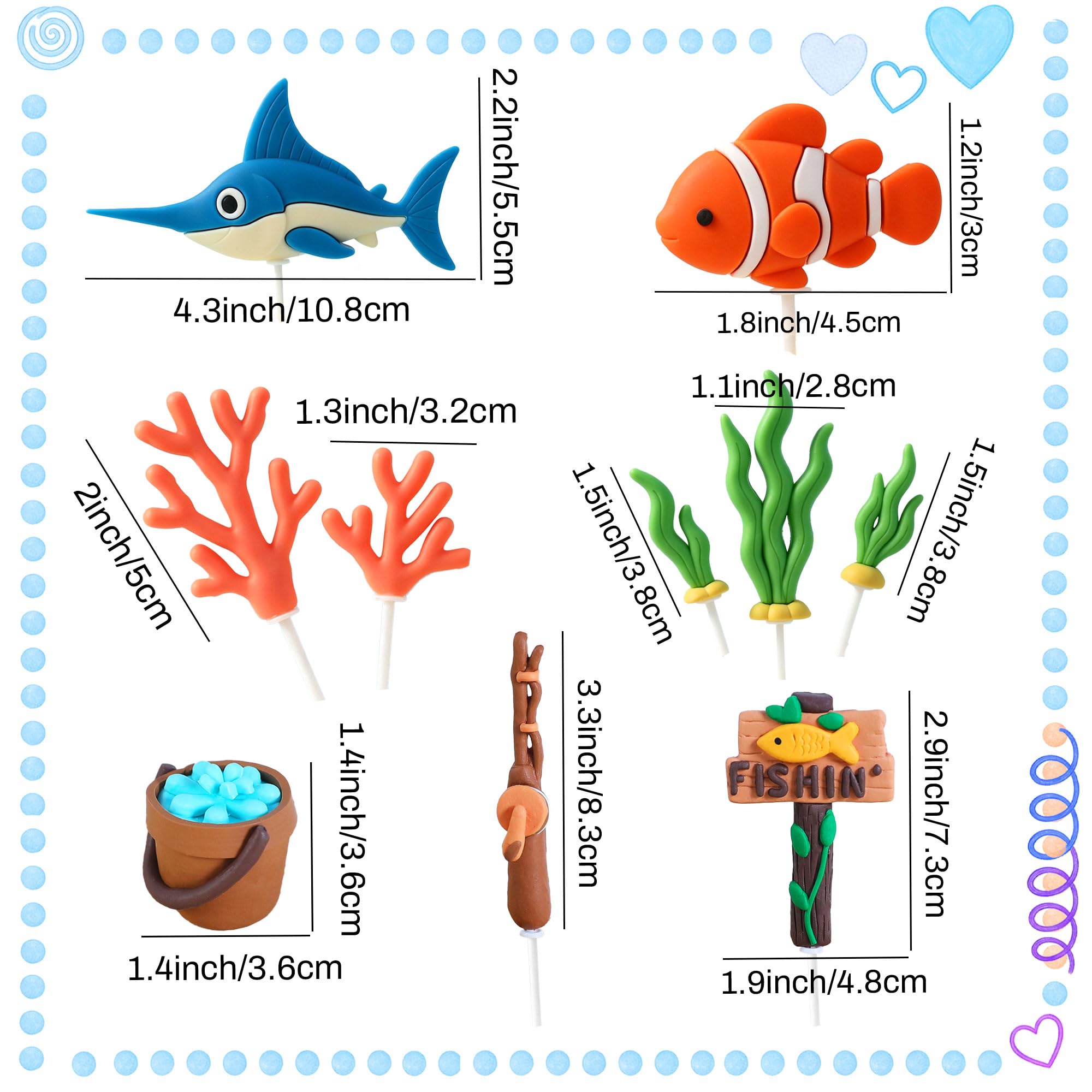 Fishing Cake Topper Fishing Birthday Decorations Gone Fishing Cake Topper, Brown - Image 2