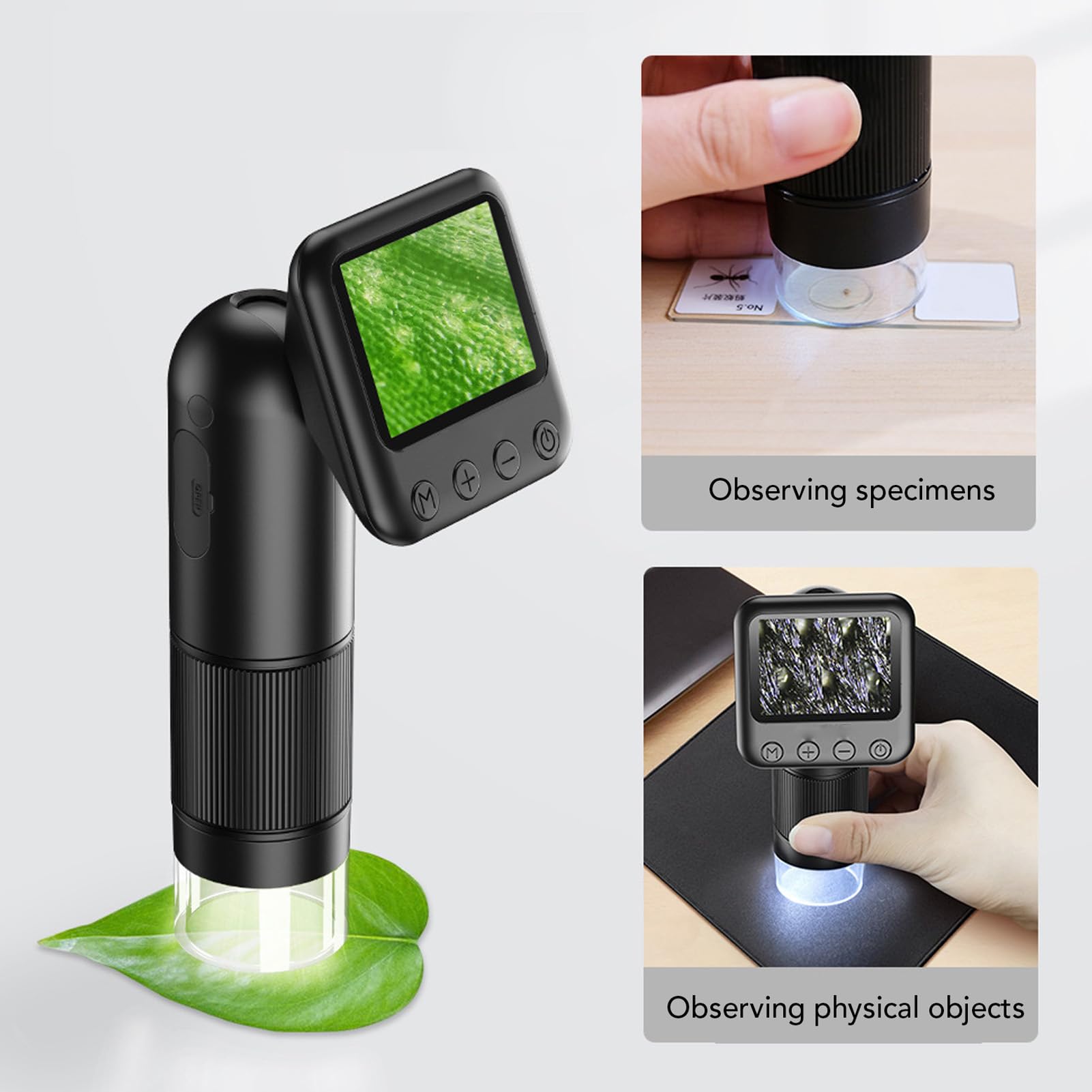 Microscopio Digital de Mano con Pantalla, Cámara de Microscopio Portátil de Bolsillo para PC ABS, 400X a 800X 720P, Batería de 700 MAh, para Trabajo Escolar, Estudiantes, Observación en el