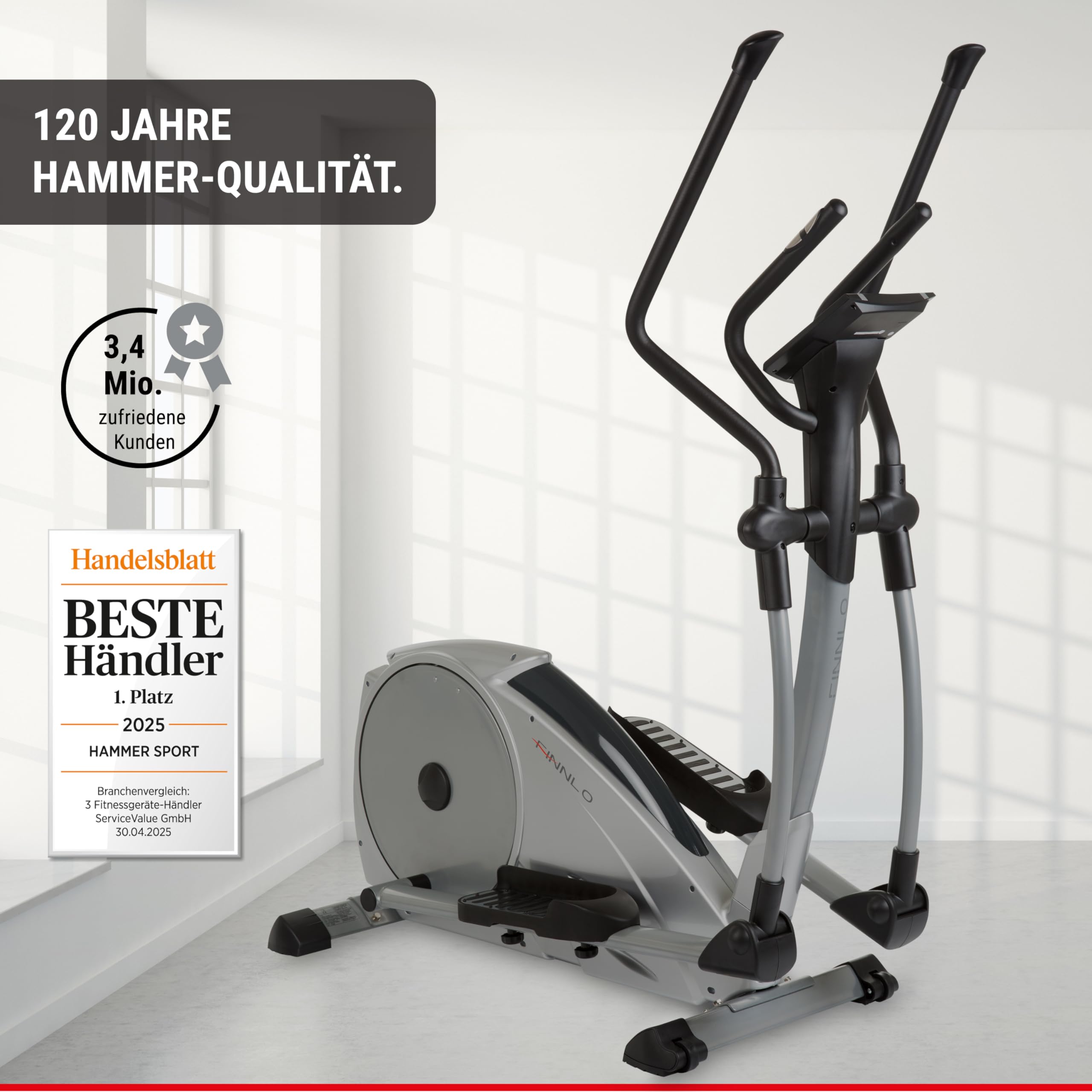 Finnlo Loxon Crosstrainer Silber Anthrazit 148 x 58 x 158 cm