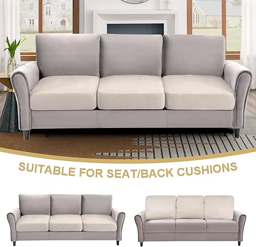 Miniatura 2 de H.VERSAILTEX Fundas de cojín individuales elásticas para sofá, fundas de cojín de gamuza suave, funda lavable para sofá modular (funda de sofá de 3