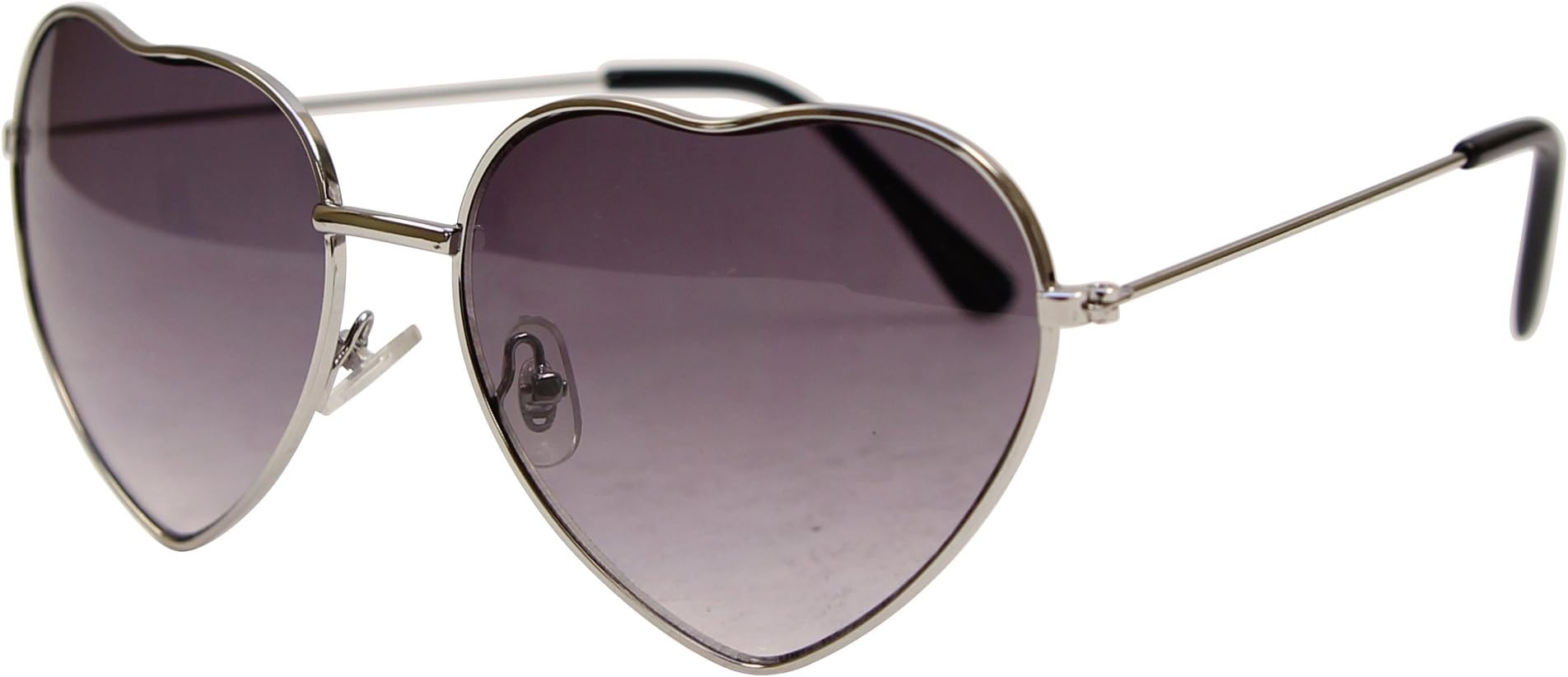 Metal Frame Heart Shaped Sunglasses (Silver / Smoke)