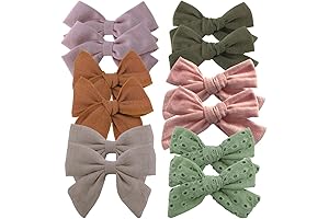 12 PCS Toddler Girls Linen Bow Hair Clips