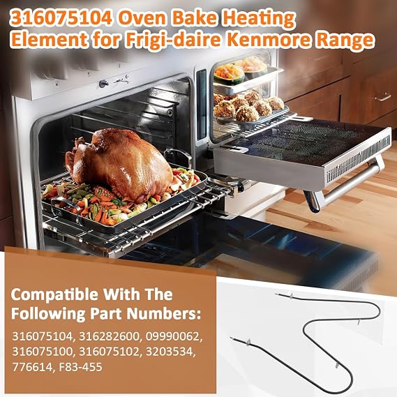 EAGLEGGO 316075103 Oven Heating Element Range Bake Element for Frigidaire Kenmore Tappan, Replaces PS438018 AP2125026 09990062 316075100 316075102 316075104 316282600 3203534