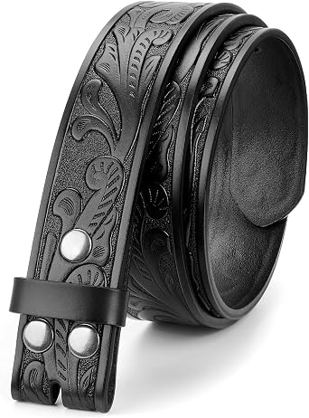 TRIWORKS Western Leather Belt Strap for Men without Buckle Cowboy Cowgirl Leather Belt Strap for Jeans