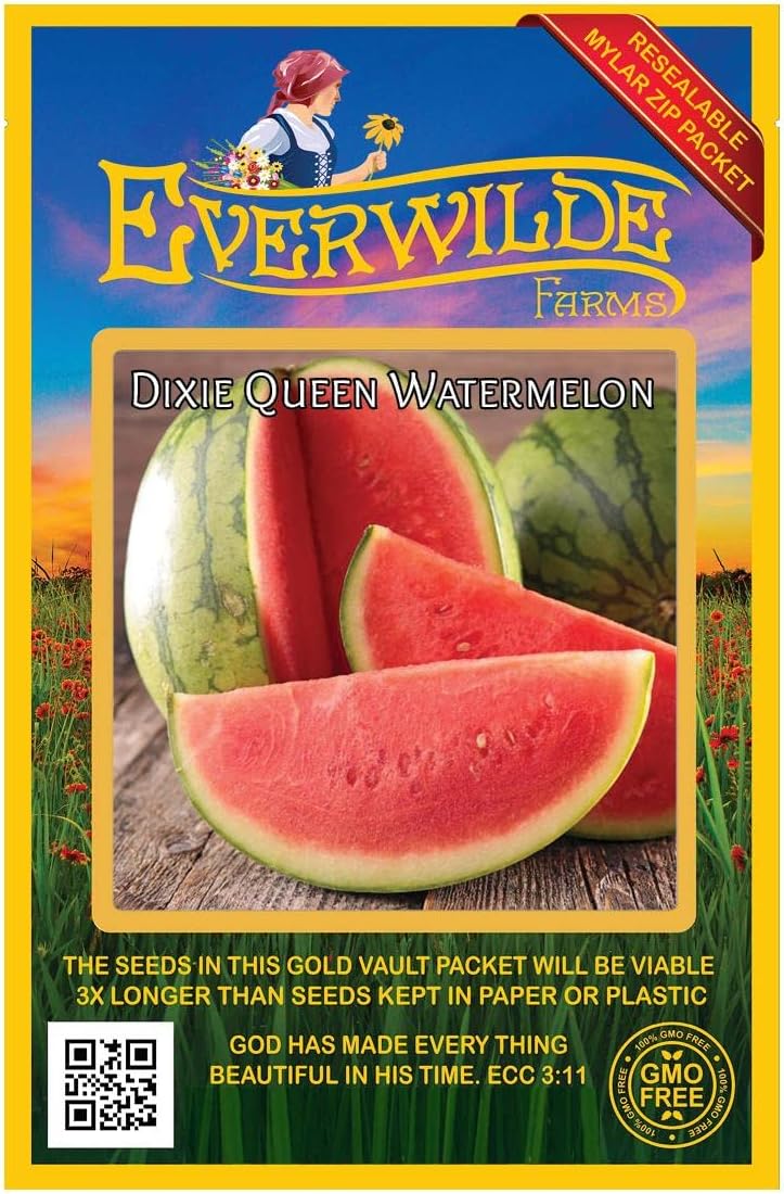 All Sweet Watermelon Seeds – 40 Count, Heirloom, Everwilde Farms Mylar Packet (2024)