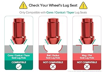 ゆゅ　chan 20pcs Red Spline Drive Lug Nuts - 12x1.5 Threads - 1.4 inch