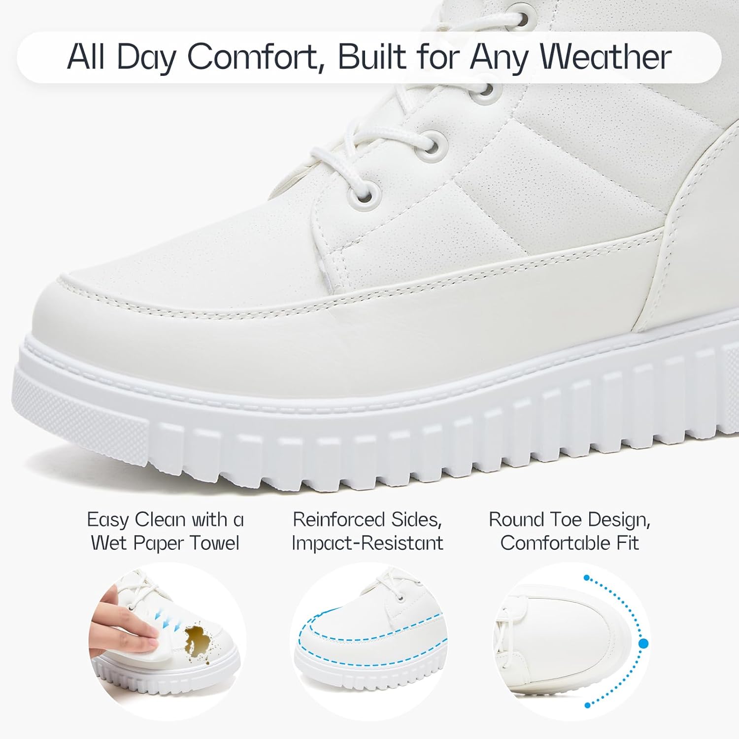 Shupua Boots for Women Winter Combat Boots Womens Ankle Boot Shoes Warm Snow Booties Hiking Sneakers with Zipper - Image 6