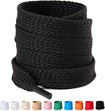 Olukssck 2 Paia Lacci Scarpe Piatti 100% Cotone - 12mm Lacci Larghi per Scarpe da Ginnastica, Scarpe da Sportive, Scarpe da Corsa