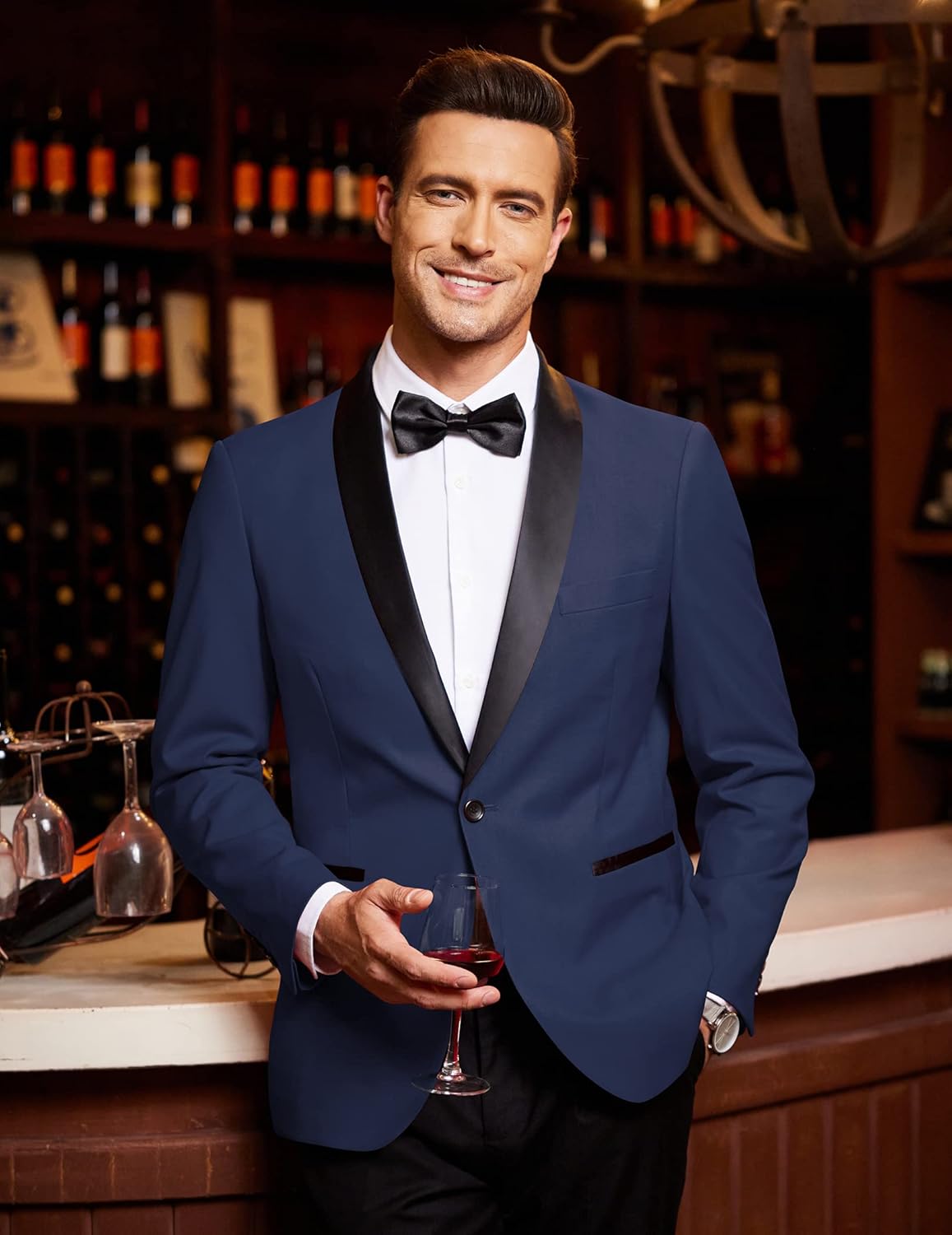 COOFANDY Men's Tuxedo Jacket One Button Dress Suit Blazer Jacket for Wedding Dinner Prom Party - Image 2