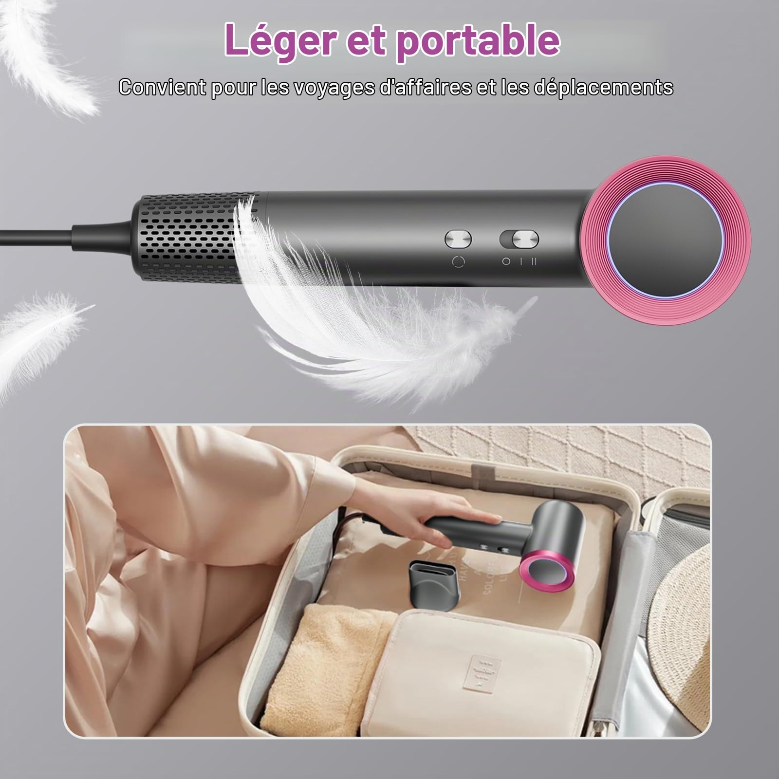 Sèche-Cheveux Ionique 110000 tr/min, 4 Températures 2 Vitesses