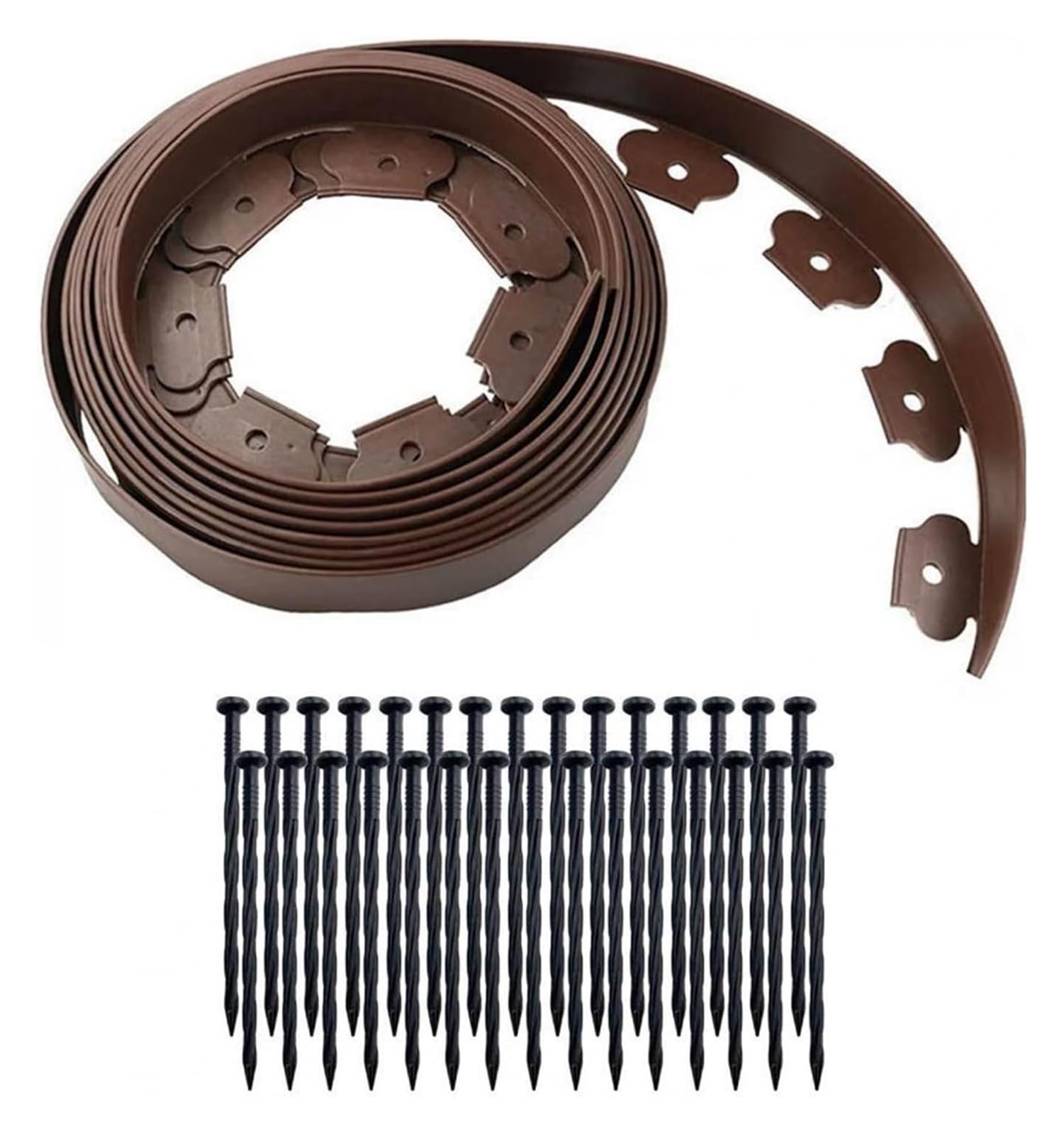 Bordures de Jardin, Bordure de pelouse 5 cm x 10 m avec 30 piquets en Forme L(Bruin)