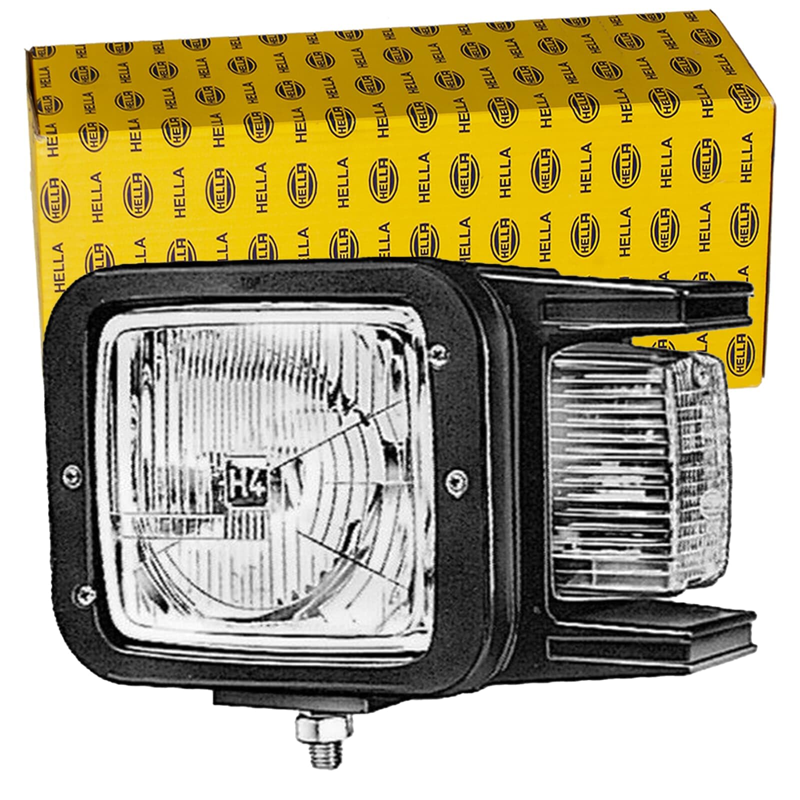 HELLA Halogen Reflektor - 24V / 12V - Liczba referencyjna: 10 - ECE - żółty - Wtyczki: Wtyk płaski - z prawej - 1EA 007 108-021
