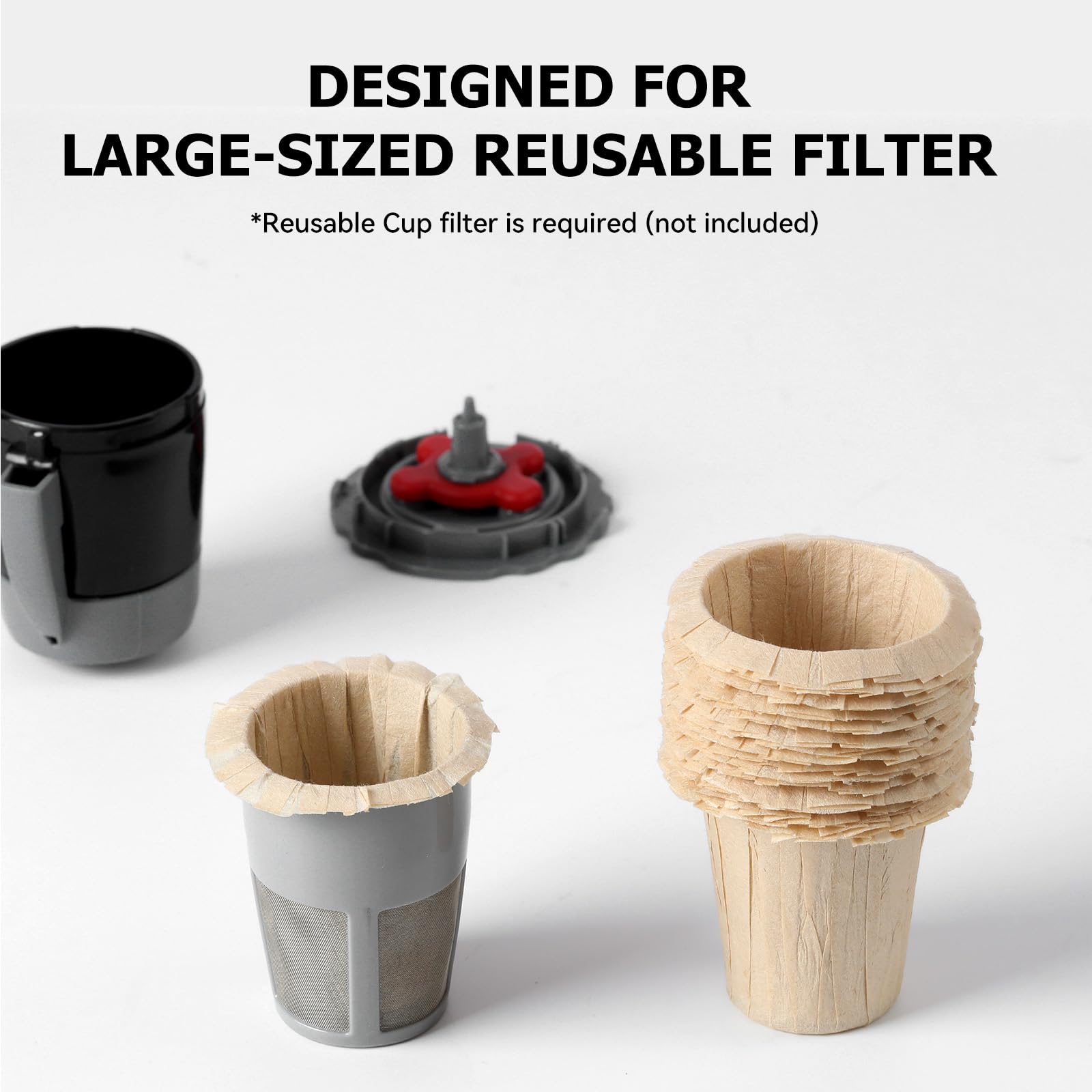 Papel de filtro de café desechable para K-Carafe, tazas de filtro reutilizables para Keurig, Portafiltro Cafetera (natural, grande)