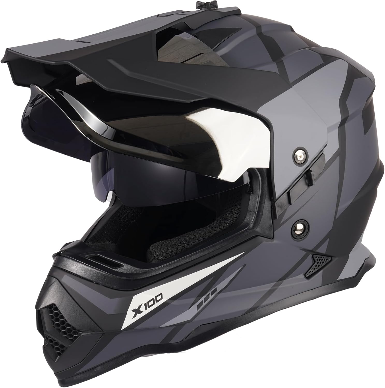Orthrus DOT Certified Dual Sport Adventure Motorcycle Helmet UV Protected Visor for Snowmobile ATV Dirt Bike Off Road (X100