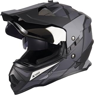 Orthrus Dual Sport DOT Helmet for Adults - Dual Visor UV Protection, Intercom Ready, Off-Road Dirt Bike ATV UTV Adventure