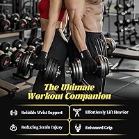 Vista 7 de Guantes de levantamiento de pesas con soporte de muñeca, guantes de entrenamiento de gimnasio para hombres y mujeres, palma completa de 0.236 in