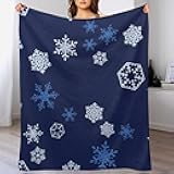Snowflake Blue Blanket Throw Gifts for Women Men Super Soft Flannel Fleece Cozy Sofa,Couch and Travel Warm Fuzzy for All Season（40''x 50''）