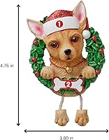 Vista 3 de Adornos personalizados para árbol de Navidad 2024 para mascotas – Razas de perros Chihuahua – Adorno personalizado de Feliz Navidad – Recuerdo