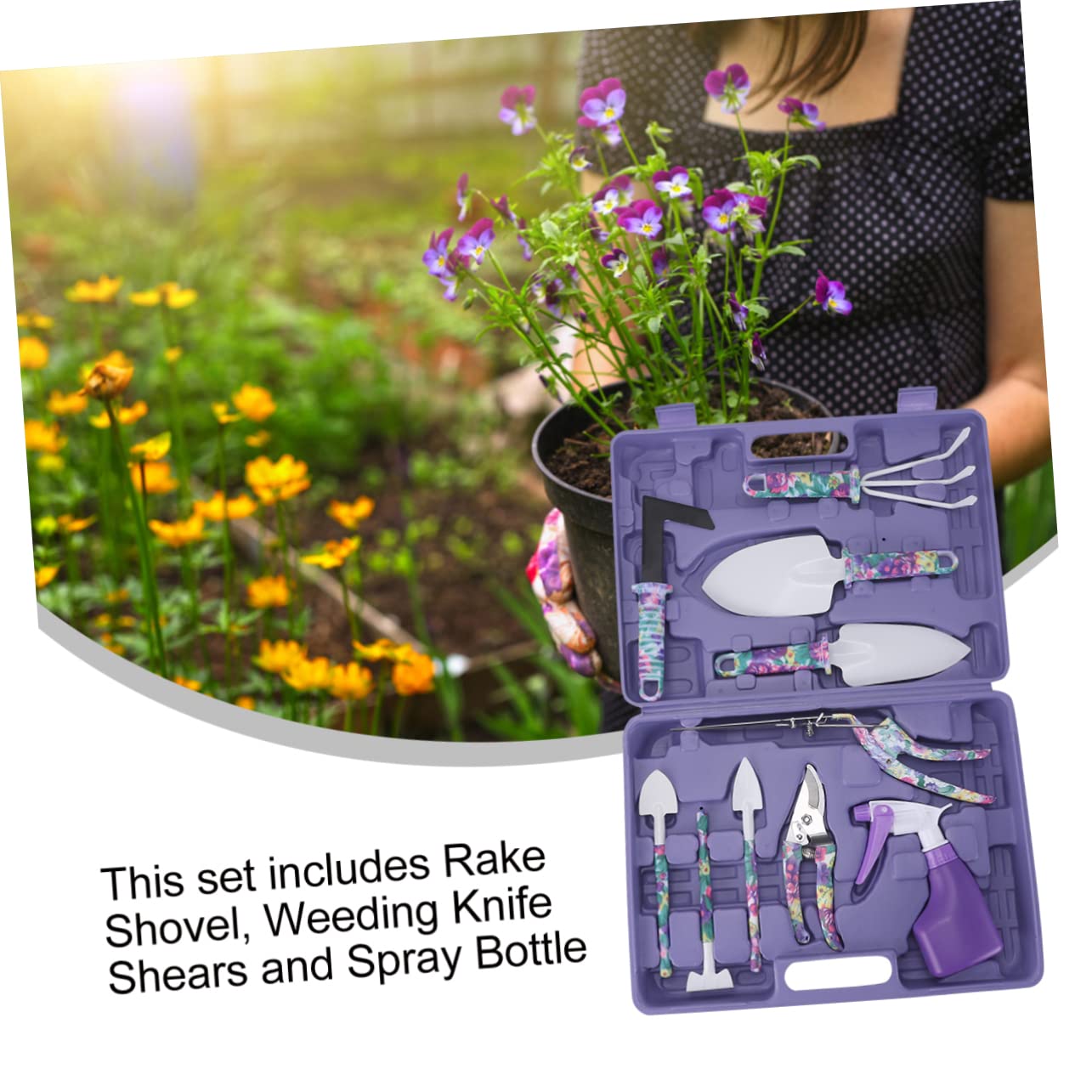 Sosoport 10pièces Kit Outils De Jardinage avec Truelle Sécateur Râteau Pelle pour Creuser Ameublir Repiquer Et Désherber
