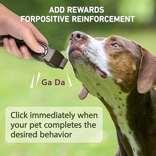 Miniatura 7 de Clickers y silbatos de entrenamiento de perros en uno, refuerzo positivo consistente para cachorros, arregla comportamientos no deseados, clicker de