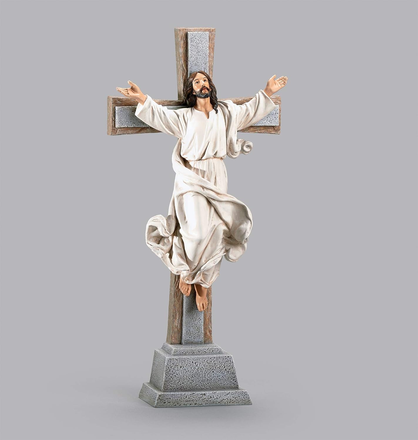 Joseph's Studio by Roman – 15" Risen Christ Tabletop Crucifix, Easter Decoration, Christian Religious Home Décor