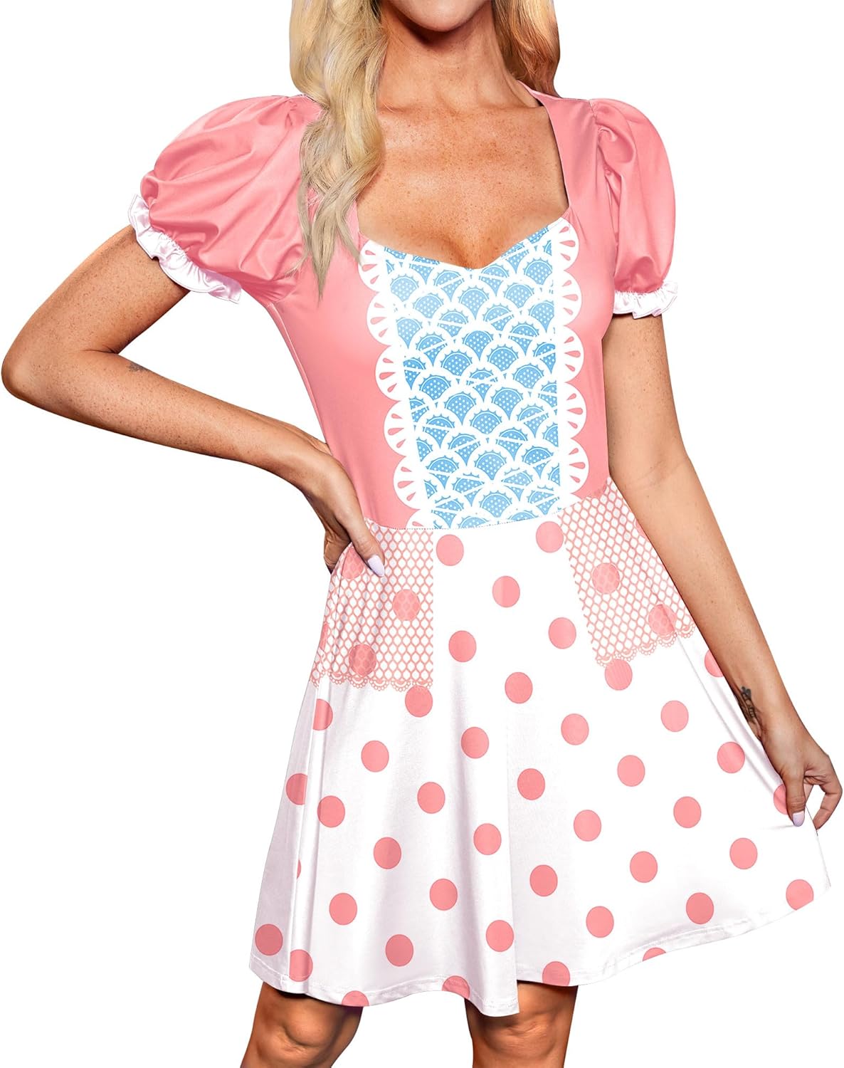 For G and PL Women’s Halloween Cosplay Flare Mini Dress Puff Sleeve Sweetheart Neckline Costume