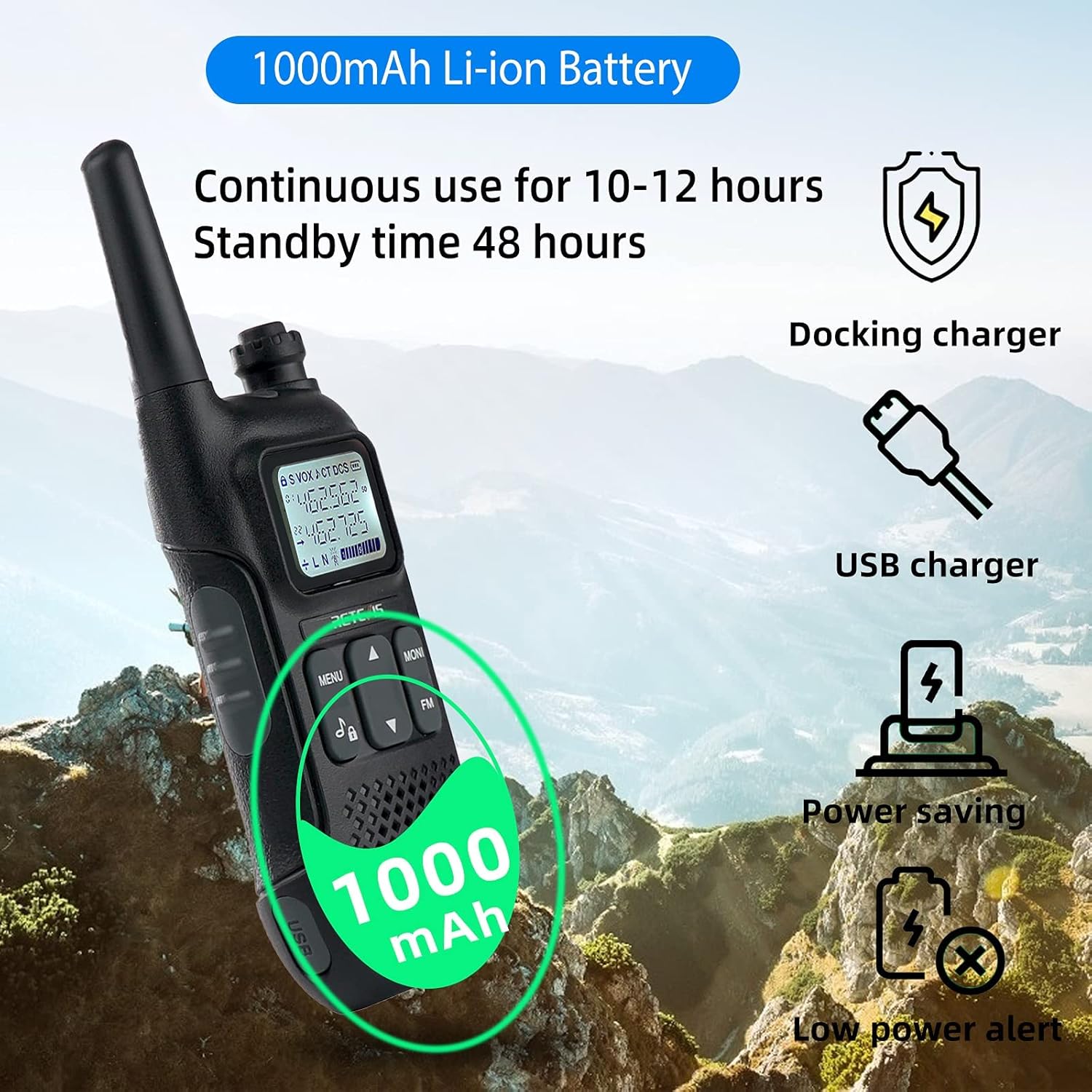 Retevis RT16 Walkie Talkie for Adults,Long Range Rechargeable Two Way