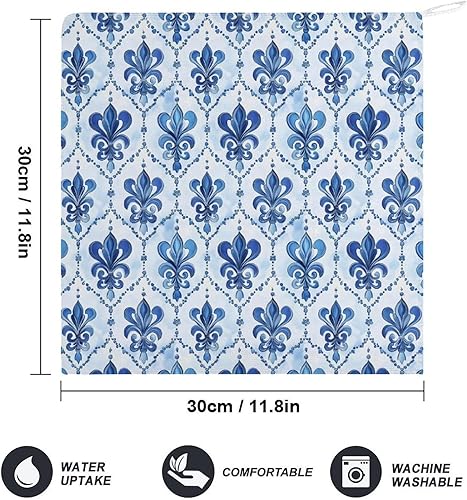 Miniatura 2 de Decorative Hand Towels for Bathroom - Retro Blue Patterns Print Soft Absorbent Small Bath Hand Towels for Kitchen, Farmhouse, Spa, Hotel, Guest Tea