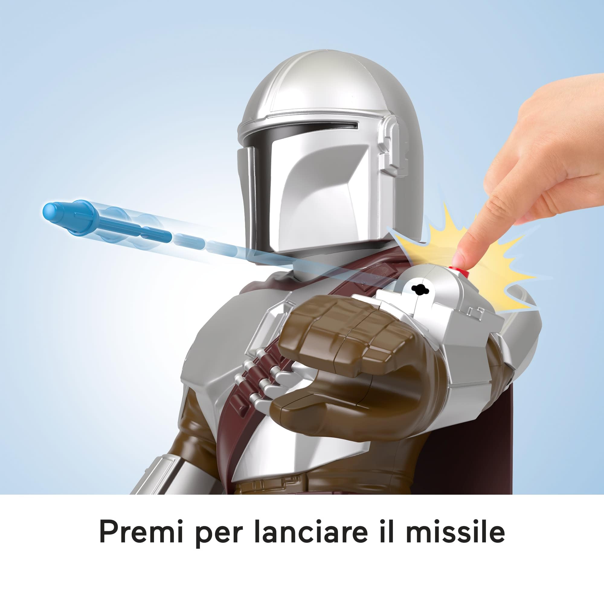 Fisher-Price Imaginext STAR WARS The Mandalorian XXL action figure giocattolo, personaggio snodabile alto oltre 40,6 cm con lanciatore per bambini e bambine dai 3 anni in su, HXT20