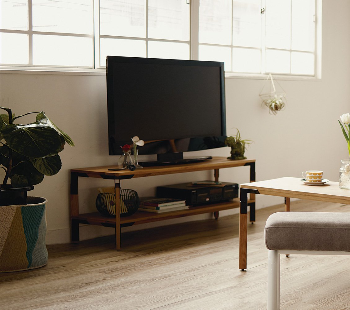 Amazon.co.jp: 北欧風 ナチュラル Flo Void TV Shelf NA/BK w120