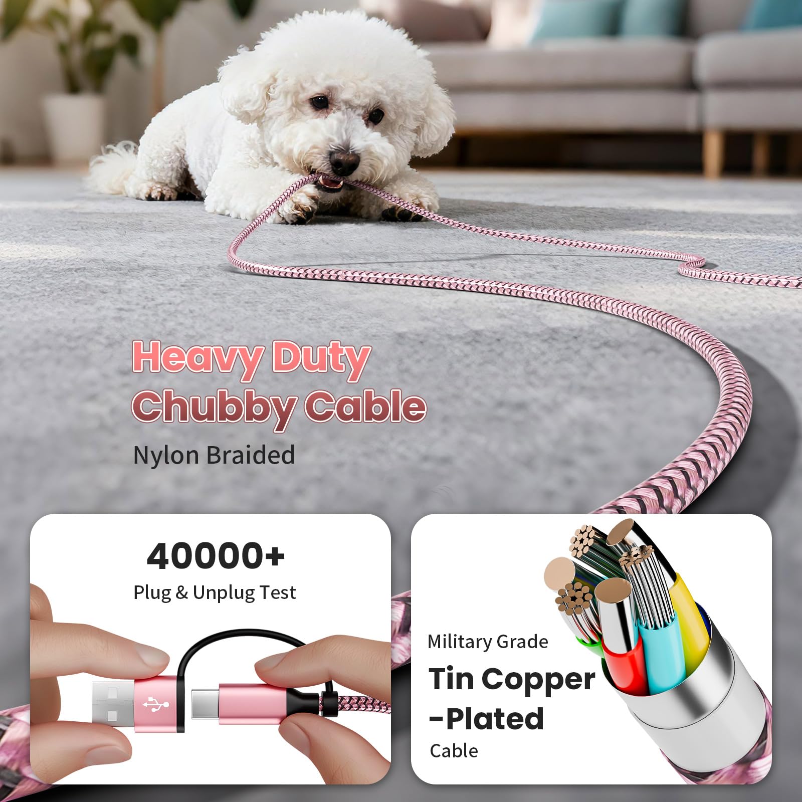 4 cavi di ricarica multipli di tipo C da 10,2 cm, 1,5 m, essenziale da viaggio per aerei e viaggi in crociera, USB A/C a 4 USB C, compatibile con iPhone 17-8, Android, iPad, Galaxy, tablet