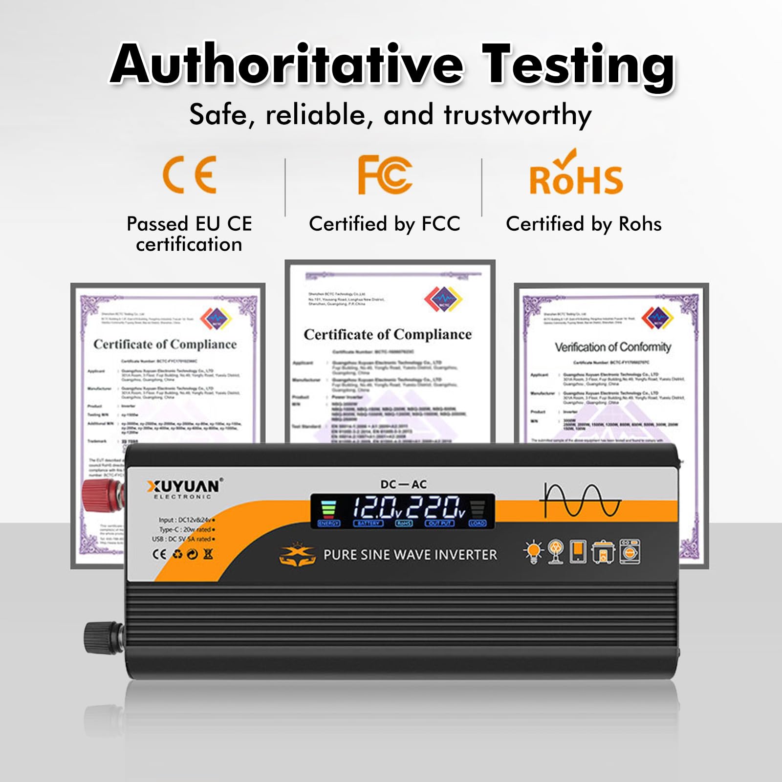 800W Convertisseur 12V 220V Pur Sinus: Onduleur à Transformateur avec Allume Cigare Prise Electrique Et Dual AC Prises Et écran LCD, Inverter Trasformatore Caricatore pour RV Voiture De Camion