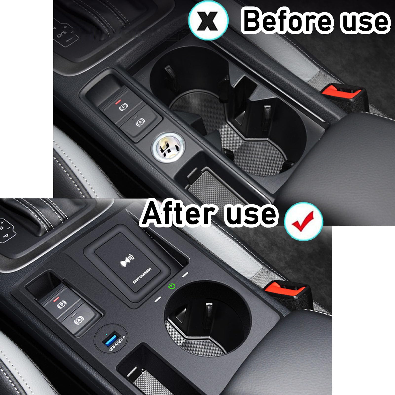 Caricabatterie Wireless per Auto per Q3 2019-2023 Q3 Sportback 2020-2023 Tutti i Modelli Accessorio con 15 W Wireless e USB Qc3.0 Ricarica Rapida Regalo per la Famiglia