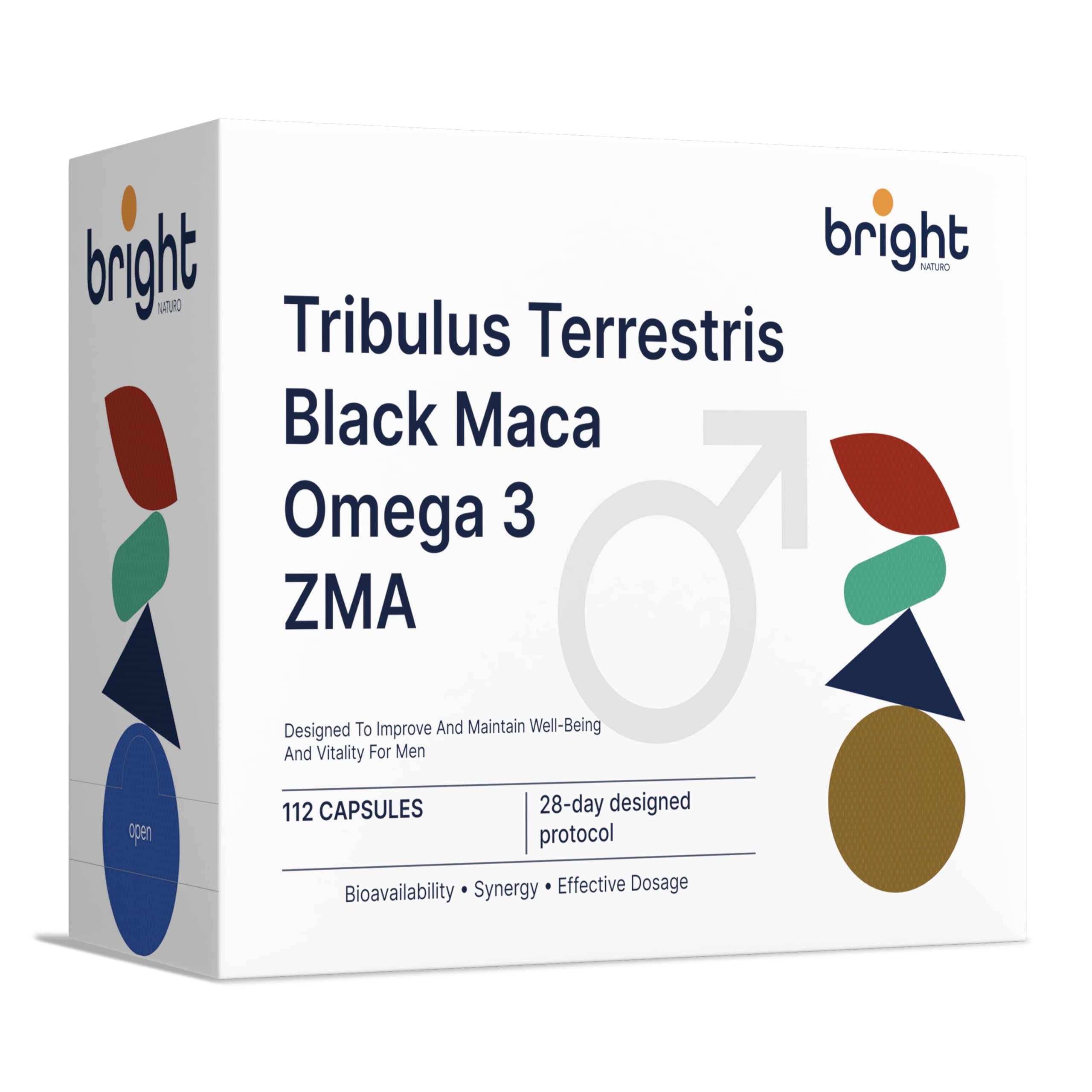 Tribulus Terrestris, Maca Negra, Ginseng, L-Argenina, Omega 3 y ZMA – Gestión del Alfa. 3 Suplementos en 1 Paquete para la confianza y el máximo rendimiento | 28 sachets diarios