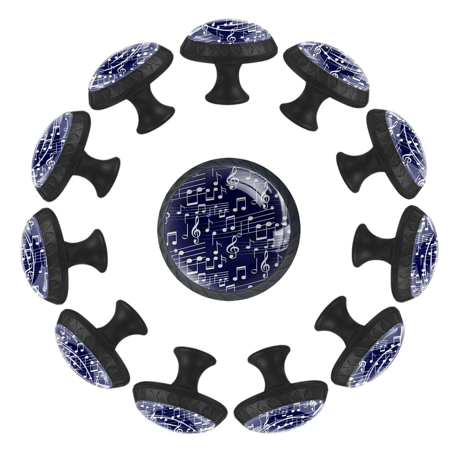 Boutons de tiroir ronds musique en lot de 12 pour commode enfant